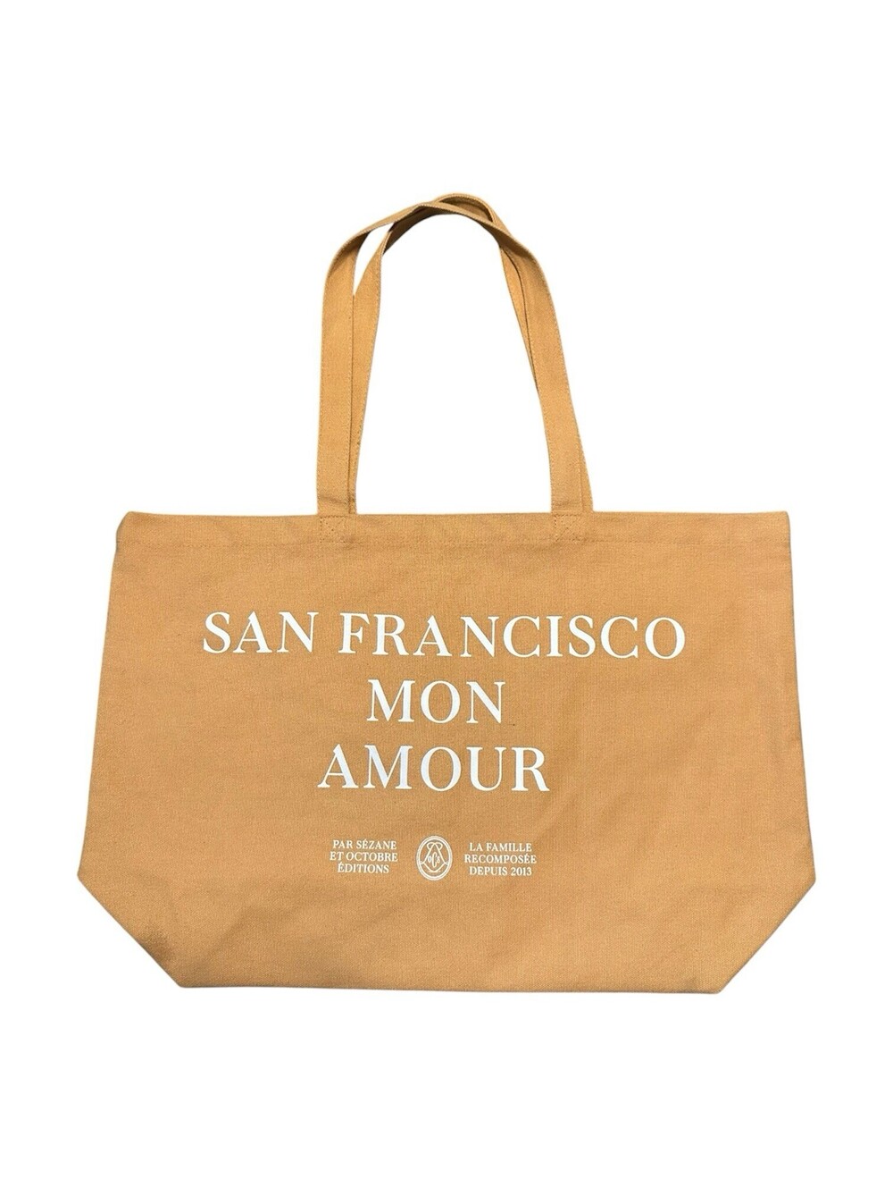 Sezane 100% Cotton San Francisco Mon Amour Tan Tote Bag
